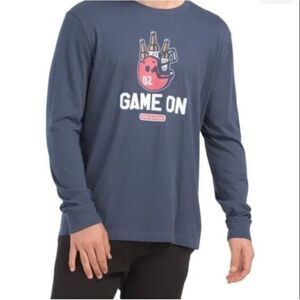 Life Is Good Men's XXL Blue 'Game On' Football Helmet Long Sleeve T-Shirt